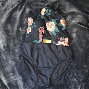 NWT Time and Tru Floral One-Piece Swimsuit